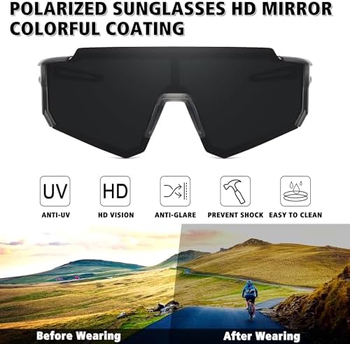 STORYCOAST Polarized Sports Sunglasses for Men Women,Driving Fishing Cycling Mountain Bike Sunglasses UV400 Protection