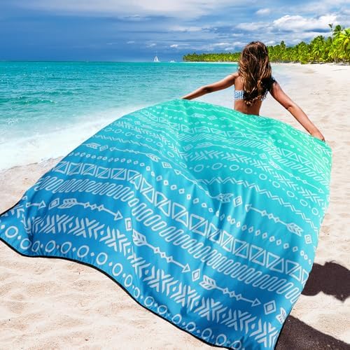 Beach Blanket Waterproof Sandproof Beach Mat 79" X 83" /10'x9'for 2-8 Adults Quick Drying Outdoor Picnic Mat Beach Accessories for Travel, Camping, Hiking