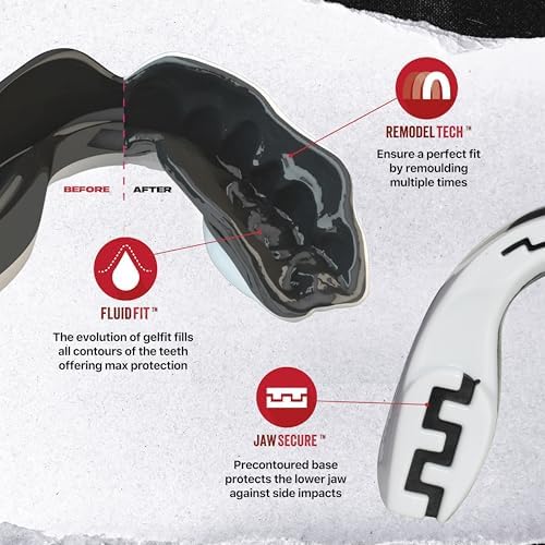 SafeJawz Sports Mouthguard, Dual Layer Premium Mouth Guard with Case for Basketball, Lacrosse, Football, Martial Arts, Hockey, Wrestling, Ice Hockey and All Contact Sports