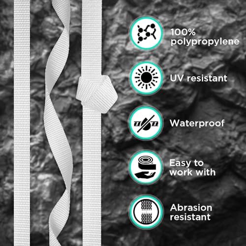 TECEUM 1" & 1.5" & 2" Webbing – 10 25 50 Yards – 40+ Colors – Heavy Duty 1 Inch 1.5 Inch 2 Inch Webbing for Climbing Outdoors Indoors Crafting DIY