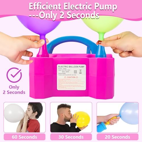 SINBEE Balloon Pump, Balloon Pump Electric, Portable Dual Nozzle Electric Blower Air Pump Inflator for Party Decoration. Faster and Save Time