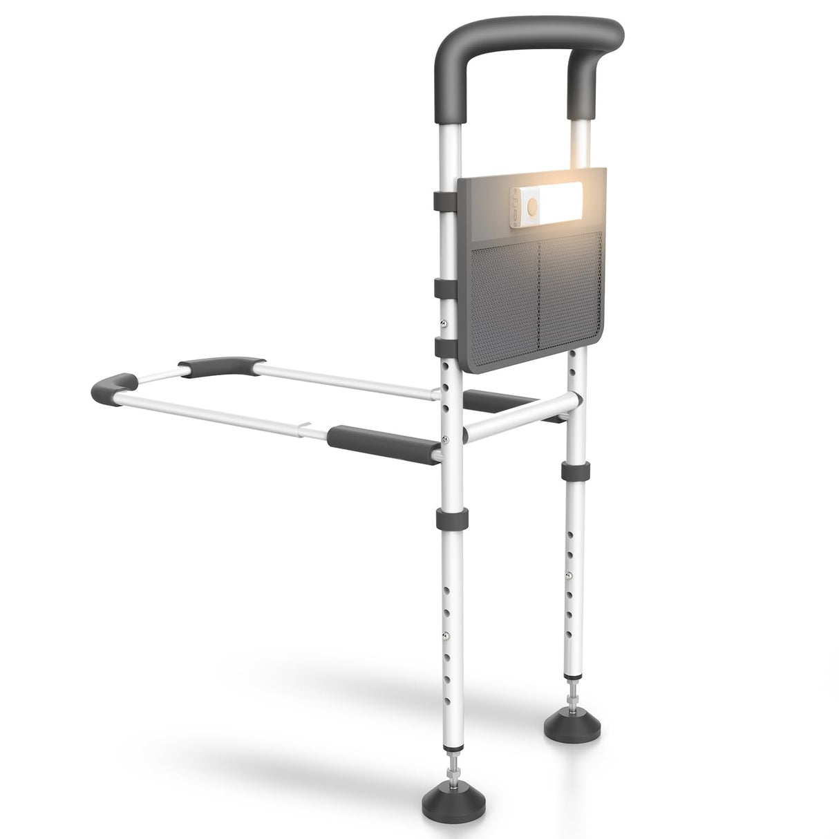 Agrish Bed Rails for Elderly Adults Safety - with Motion Light & Storage Pouch, Bedside Assist Bar with Support Legs for Seniors & Surgery Patients - Medical Bed Rail