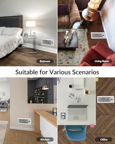 Super Quiet Register Booster Fan for 4" x 12" Register Holes, Smart Register Vent with Dual Intelligent Thermostat and WIFI App Control, Heating Cooling AC Vent Fan (White)