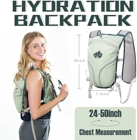 Lightweight Running Vest Hydration Backpack, Hydration Vest with 2L Water Bladders - Adjustable Chest Straps and Reflective Water Backpack Fit for Men Women Hiking Cycling Camping Festival Marathon
