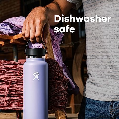 Hydro Flask Wide Mouth vacuum insulated stainless steel water bottle with leakproof closeable lid for cold water drinks, sports, travel, car and school