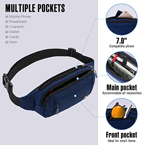 WATERFLY Fanny Pack Waist Bag: Small Hip Pouch Bum Bag Fannie Pack Phanny Fannypack Waistpack Bumbag Beltbag Sport Slim Fashionable for Jogging Hiking Hiker Woman Man