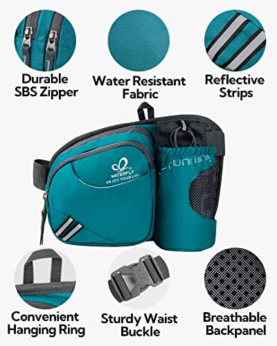 WATERFLY Fanny Pack Waist Bag: Waist Pack for Women Men with Water Bottle Holder Hiking Fanny Pack for Running Walking DogWalking Travel Cycling