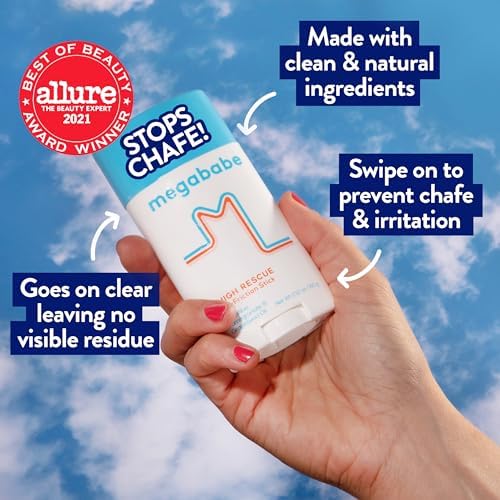 Megababe Thigh Rescue Anti-Chafe Stick | Prevents Skin Chafe & Irritation | Thighs, arms, Bra-Lines & More