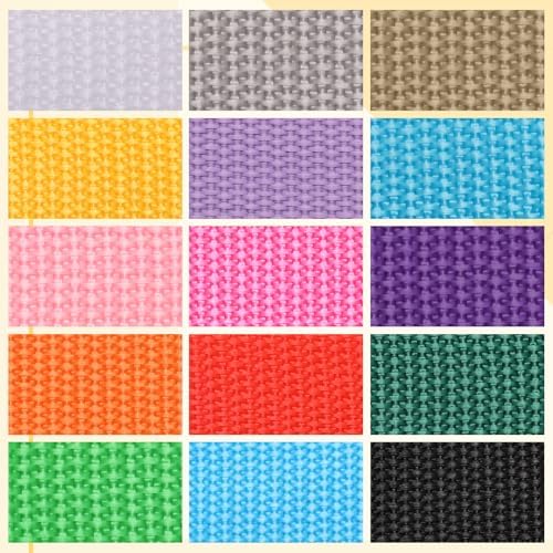 Boyistar 15 Rolls Webbing 1 Inch, Polypropylene 5 Yards Heavy Duty Webbing Strap for Bags, Pets, Climbing Outdoors Indoors Crafting DIY, 15 Colors