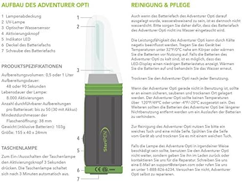 SteriPen Adventurer Opti UV Personal Water Purifier for Camping, Backpacking, Emergency Preparedness and Travel Black/Green Small