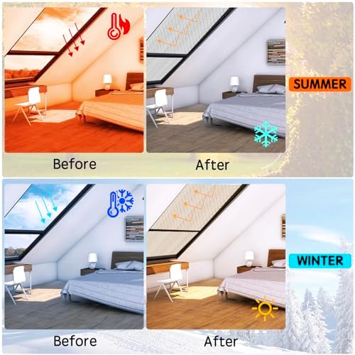 Reflective Foil Insulation, Double Reflective Bubble Insulation Sheet, Aluminum Foil Bubble Shield, Radiant Barrier Roll for RV Windows Weatherproofing (47''x 15Ft)