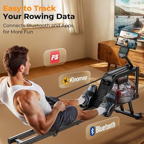 YOSUDA Magnetic/Water Rowing Machine 350 LB Weight Capacity - Foldable Rower for Home Use with Bluetooth, App Supported, Tablet Holder and Comfortable Seat Cushion