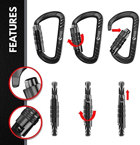 12kN (2697 lbs) Heavy Duty, Locking, Auto Locking, Wiregate Carabiner Clips, for Securing Pets, Outdoor, Camping, Hiking, Hammock, Dog Leash Harness, Keychains