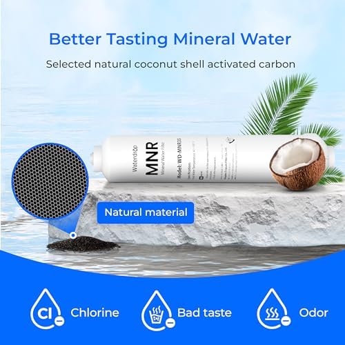 Waterdrop WD-MNR35 Remineralization Filter, 1/4" Quick Connect Mineral Filter for Undersink Reverse Osmosis System, Restore Essential Minerals for RO System, RO Mineral Filter System, 2-Pack