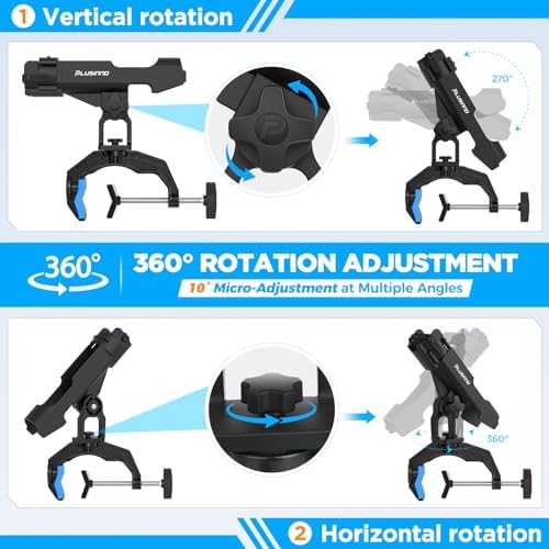PLUSINNO 1/2/4 Pack Fishing Rod Holders for Boat, Fishing Rod Holder with Enlarge Clamp, Innovative Dual-V Shaped Design, Fit Round/Square Tube Boat Fishing, Fishing Gear, Fishing Gifts for Men