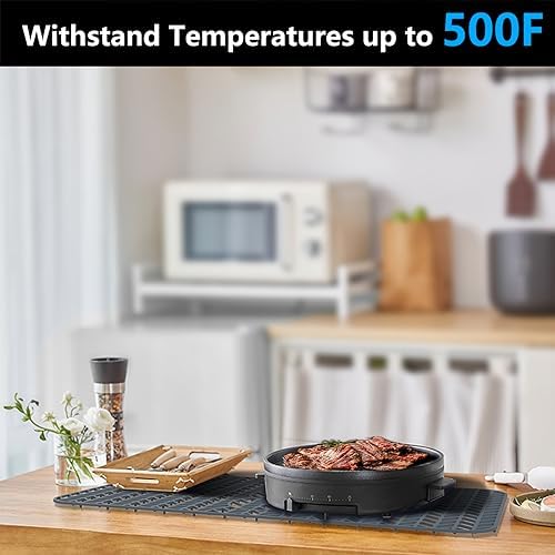 AWOKE Sink Protectors for Kitchen Sink - 24"x 12.5" Sink Mat - Heat resistant Easy-clean Silicone Sink Mat - for Protection of Stainless Steel Sink - with 3 Reserved Holes (Grey)