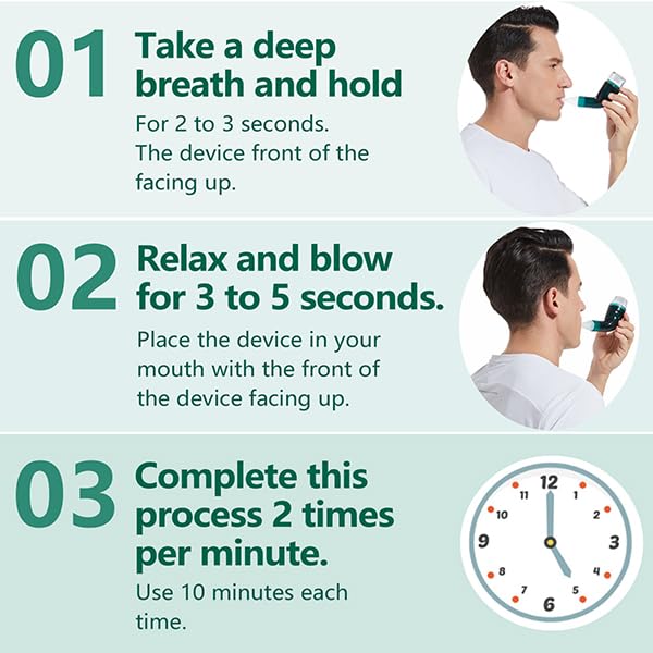 Flutter Valve Breathing Exercise Device for Lungs, Mucus Removal & Lung Strengthening, Adjustable Resistance Expiratory Trainer, Portable Lung Exerciser for Mucus Clearance