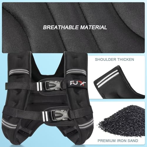 Weighted Vest 5lb/10lb/15lb/20lb/25lb/30lb Weights with Reflective Stripe, Weighted Vest for Men Women Strength Training Running Walking Jogging