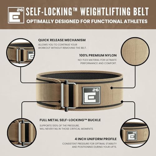 Self-Locking Weight Lifting Belt - Premium Weightlifting Belt for Serious Functional Fitness, Weight Lifting, and Olympic Lifting Athletes - Lifting Support for Men and Women - Deadlift Training Belt