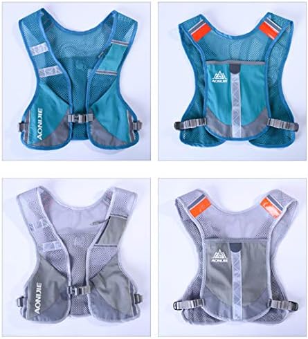 AONIJIE Men Women Ultralight Running Vest Pack Reflective Breathable Hydration Backpack for Hiking Camping Marathon Cycling Race (Gray- with 2 pcs 250ml Bottles)