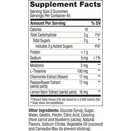 Olly Sleep Gummy, 3mg Melatonin, L-Theanine, Chamomile, Lemon Balm, Sleep Aid, BlackBerry, 90 Count
