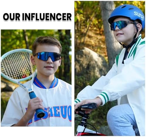 DUCO Kids Sunglasses Youth Baseball Sun Glasses Lightweight TR90 Frame UV400 Sports Cycling Shades for Boys Girls DK268
