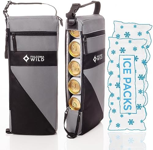 Golf Cooler Bag Plus 2 Ice Packs - Keeps Drinks Cold for Hours - Holds 6 Beer Cans or 2 Wine Bottles - Fits Discreetly in Golf Bags - Insulated Beer Sleeve and Cooler