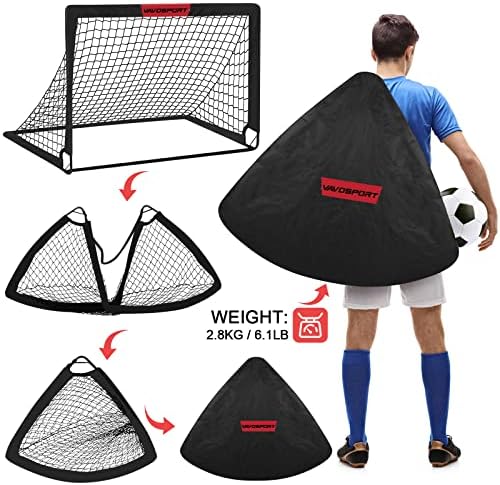 Kids Soccer Goals for Backyard Set - 2 of 4' x 3' Portable Soccer Goal Training Equipment, Pop Up Toddler Soccer Net with Soccer Ball, Soccer Set for Kids and Youth Games, Sports