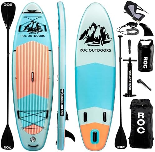 Roc Inflatable Stand Up Paddle Boards 10 ft 6 in with Premium SUP Paddle Board Accessories, Wide Stable Design, Non-Slip Comfort Deck for Youth & Adults