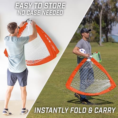GoSports Portable Soccer Goals for Kids - 13 Color Options - Choose 4 x 3 ft or 6 x 4 ft - Team Tone Pop Up Nets for Backyard