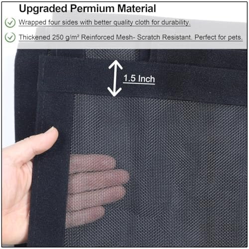 Upgraded Magnetic Screen Door Thicker 250g/m² Reinforced Mesh,36 Longer Magnets,Door Screen Magnetic Closure for Single Door,Heavy Duty Door Net Screen with Magnet,Fit Doors to 36 x 80 Inch,Black