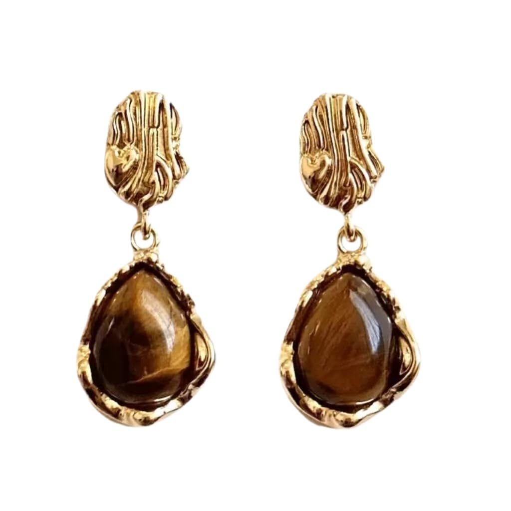 2PCS Maillard Gold Clip On Earrings for Women Dangle Ear Clips Wedding Anniversay Birthday Daily Wear