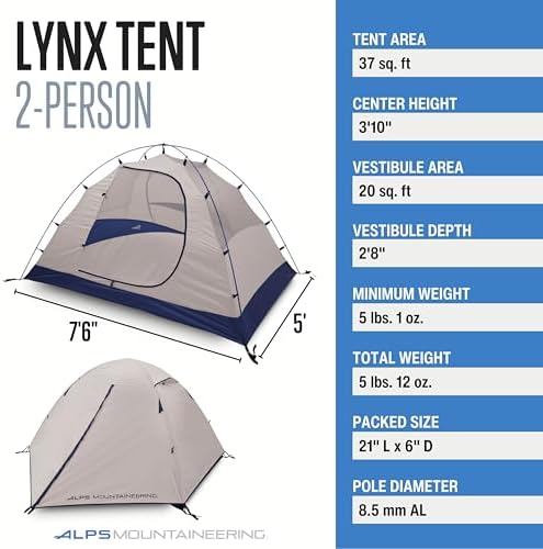 ALPS Mountaineering Lynx 2-Person Backpacking and Camping Tent
