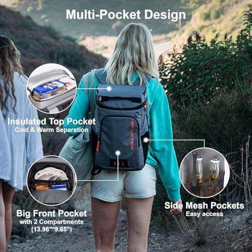 Backpack Cooler Insulated Leak Proof 30/45 Cans, 2 Insulated Compartments Thermal Bag, Portable Lightweight Beach Travel Camping Lunch Backpack for Men and Women