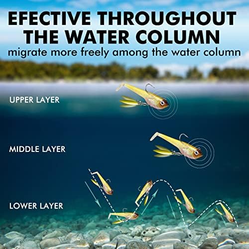 TRUSCEND Pre-Rigged Soft Fishing Lures, Well-Made Easy Catching Lures for Family Fishing, Great Action Swimbaits with Spinner, All-Conditions Fishing Gear for Bass Trout Walleye, Crappie Fishing Jigs