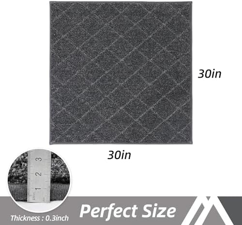 COSY HOMEER Edging Stair Treads Non-Slip Corner Indoor Stair Runners for Wooden Steps,Landing Slip Resistant Stair Rugs Mat for Kids and Dogs,100% Polyester TPE Backing,Black,30x30 inch