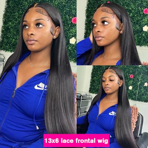 Knosps 30 Inch 13x6 Lace Front Wigs Human Hair Pre Plucked Straight HD Lace Front Wigs Human Hair 180 Density 13x6 Frontal Wigs Human Hair with Baby Hair Straight Glueless Wigs Human Hair for Women