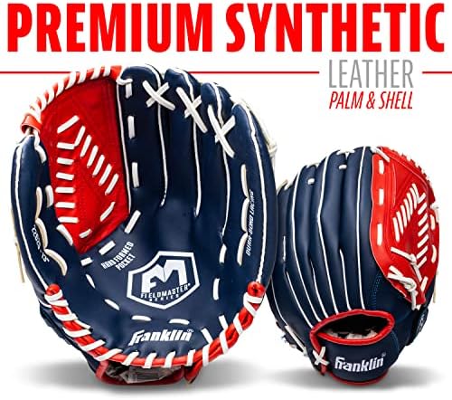Franklin Sports Baseball + Softball Gloves - Field Master Adult + Youth Baseball + Softball Gloves - Right Hand + Left Hand Gloves - Infield + Outfield Mitts - Multiple Sizes + Colors