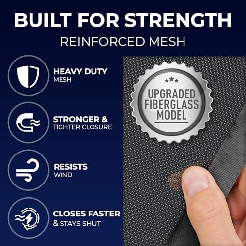 Flux Phenom Screen Door Mesh 38x82 Inch – Easy Install, Strong Magnet Strength, Pet Tested, Hands-Free Entry, Door Screen Magnetic Closure, Keeps Bugs Out