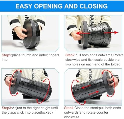 Upgraded Foldable Stool Thickened Set of 2, Portable Collapsible Stool Retractable Stool, Foldable Portable Collapsible Chair for Fishing, Hiking Tours, BBQ, Parties, Outdoor Activities (Black)