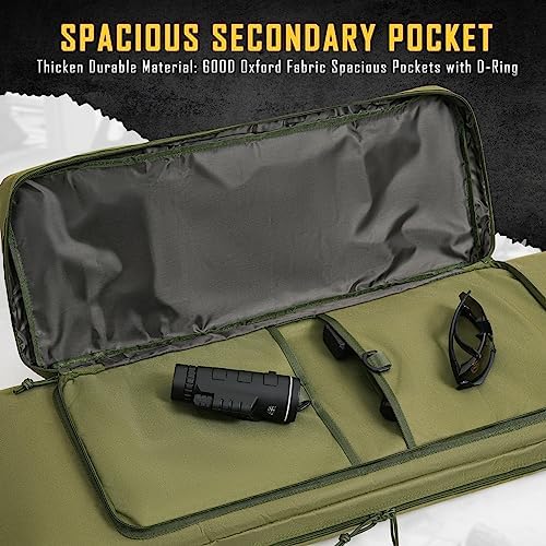DULCE DOM 32/36/42/48/52 inch Double Rifle Case Soft Bag Gun Case, Perfect for Rifle Pistol Firearm Storage and Transportation, All Around Shooting Range Tactical Rifle Backpack, Indoor Outdoor