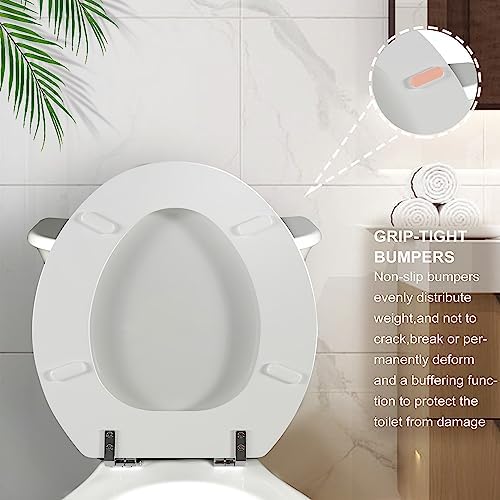White Round Toilet Seat Natural Wood Toilet Seat with Zinc Alloy Hinges, Easy to Install also Easy to Clean, Scratch Resistant Toilet Seat by Angol Shiold (Round, White)