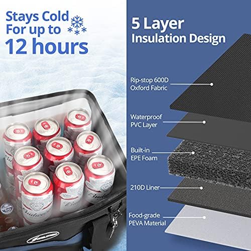 Maelstrom Soft Cooler Bag,Collapsible Soft Sided Cooler,24/30/60/75 Cans Beach Cooler,Ice Chest,Large Leakproof Camping Cooler,Portable Travel Cooler for Grocery Shopping,Camping,Road Trips