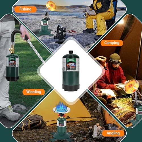 KOMAN BLUEFIRE 1lb Propane Tank Camping Propane Tank Pack of 4 Portable Canister Propane Gas Tank Small Propane Tanks for Camping Stove Outdoor Backpack Mini Burner Heater Cooking Torch Lamp