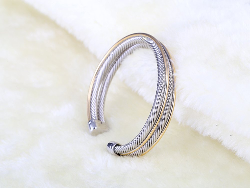 UNY JEWEL Jewelry Double Cross Over Twisted Cable Wire Bracelet Vintage Fashion Antique design Elegant Unique Retro Cuff Bangle Bracelet (Double Cross)