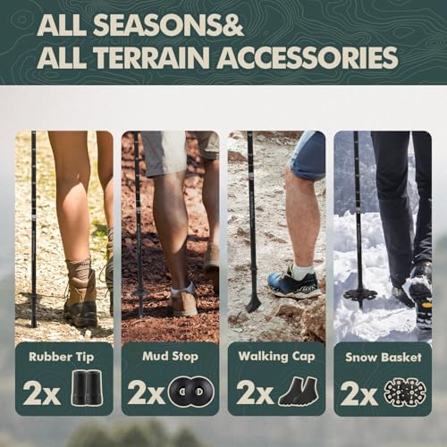 GPTCAMP Walking Sticks,Trekking Poles Collapsible Hiking Poles,Lightweight Folding Travel Walking Pole for Men Women,2pc Adjustable Hiking Stick with EVA Foam Grips for Backpacking