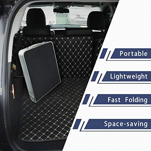 Folding Camping Table with Storage Compartment Aluminum Lightweight Camp Kitchen Table Height Adjustable Indoor/Outdoor Table Perfect for Tailgating, Backyards, BBQ,Picnic, Black