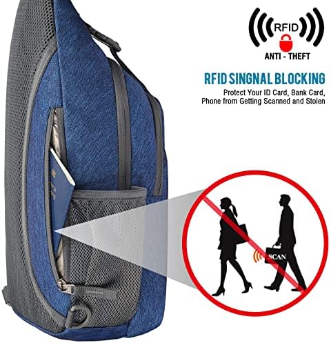G4Free Sling Bag RFID Blocking Sling Backpack Crossbody Chest Bag Daypack for Hiking Travel(Dark Blue)