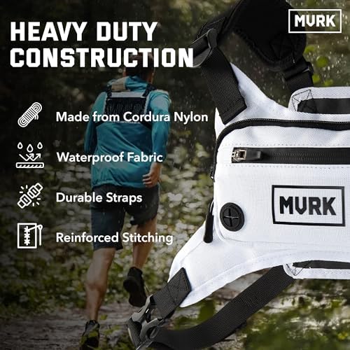 MVRK Water Resistant Chest Pack - Running Vest for Workouts, Running Phone Holder Extra Storage, Lightweight Running Pack