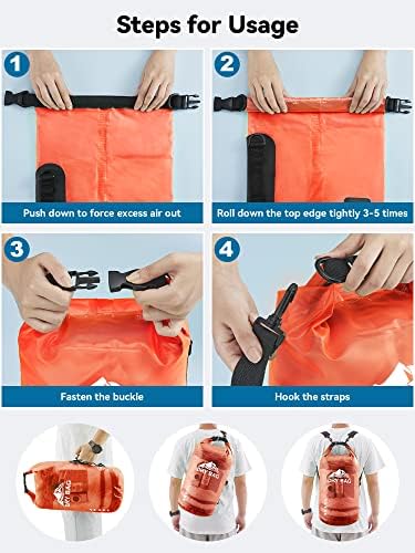 HEETA Dry Bag Waterproof for Women Men, 5L/10L/20L/30L/40L Roll Top Lightweight Dry Storage Bag Backpack with Phone Case for Travel, Swimming, Boating, Kayaking, Camping & Beach, 11 Transparent Colors